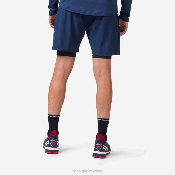 hombres Rossignol pantalones cortos para correr en montaña HPXL126 fondos azul marino oscuro