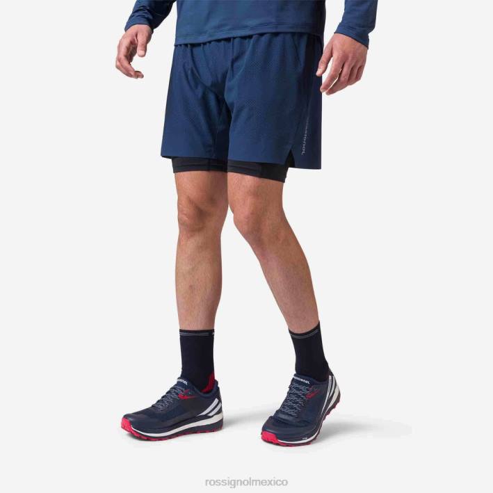 hombres Rossignol pantalones cortos para correr en montaña HPXL126 fondos azul marino oscuro
