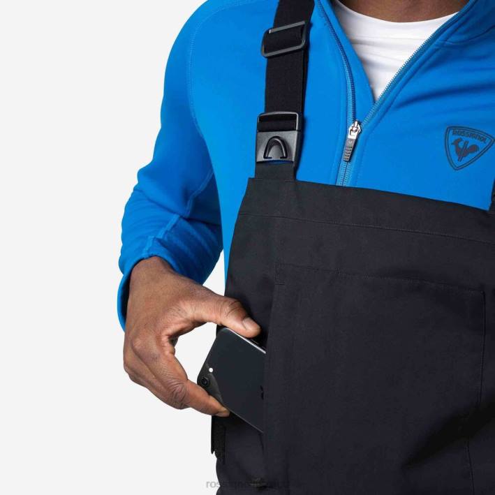 hombres Rossignol pantalones con pechera relajados HPXL227 fondos negro