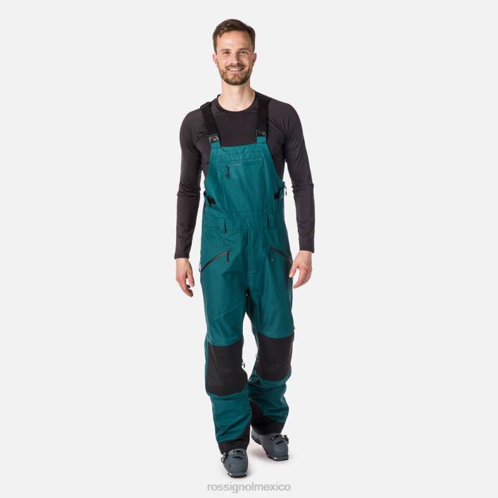 hombres Rossignol pantalones con peto de tres capas skpr HPXL586 fondos verde azulado profundo