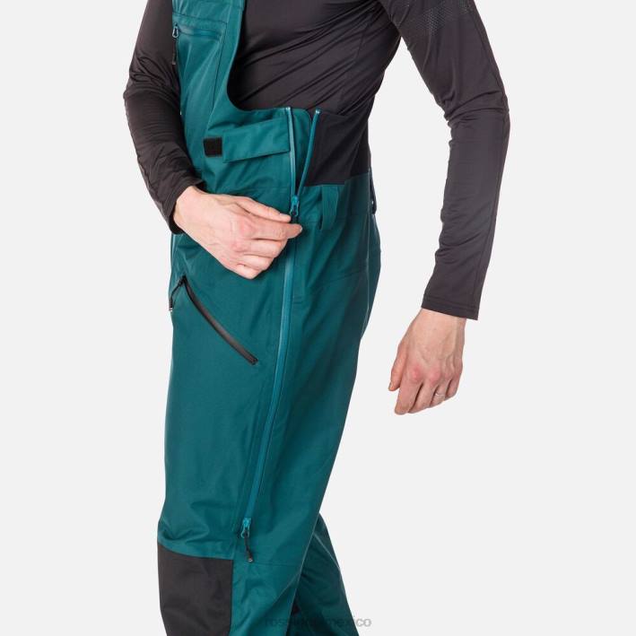 hombres Rossignol pantalones con peto de tres capas skpr HPXL586 fondos verde azulado profundo