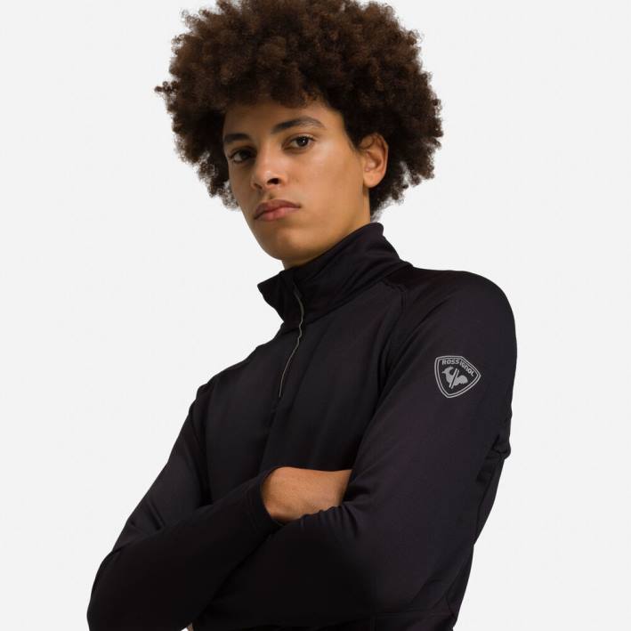 hombres Rossignol camiseta interior classique con media cremallera HPXL672 tapas negro