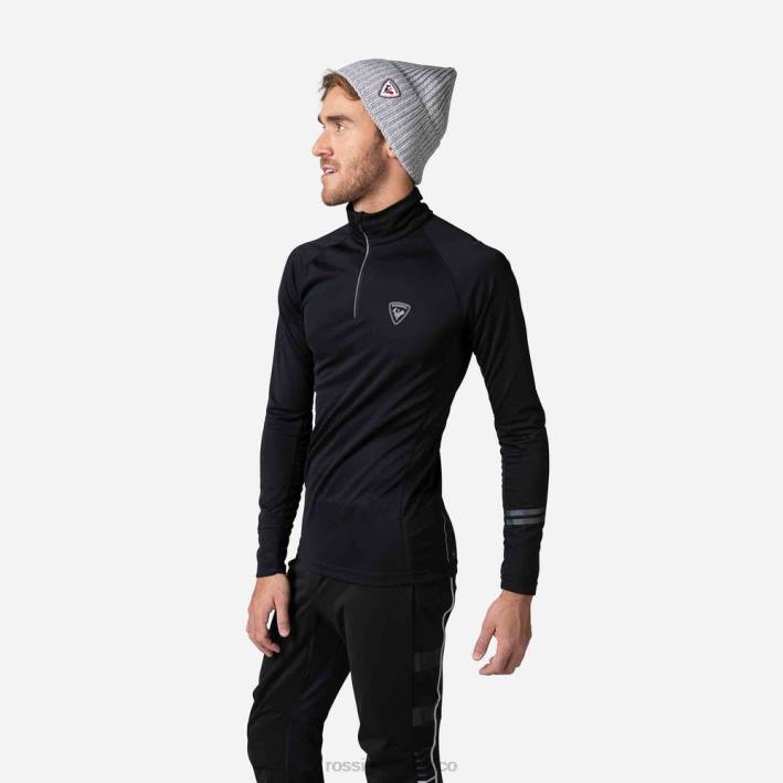 hombres Rossignol camiseta interior con media cremallera poursuite HPXL410 tapas negro