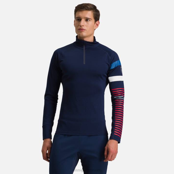 hombres Rossignol camiseta interior con media cremallera poursuite HPXL58 tapas azul marino oscuro