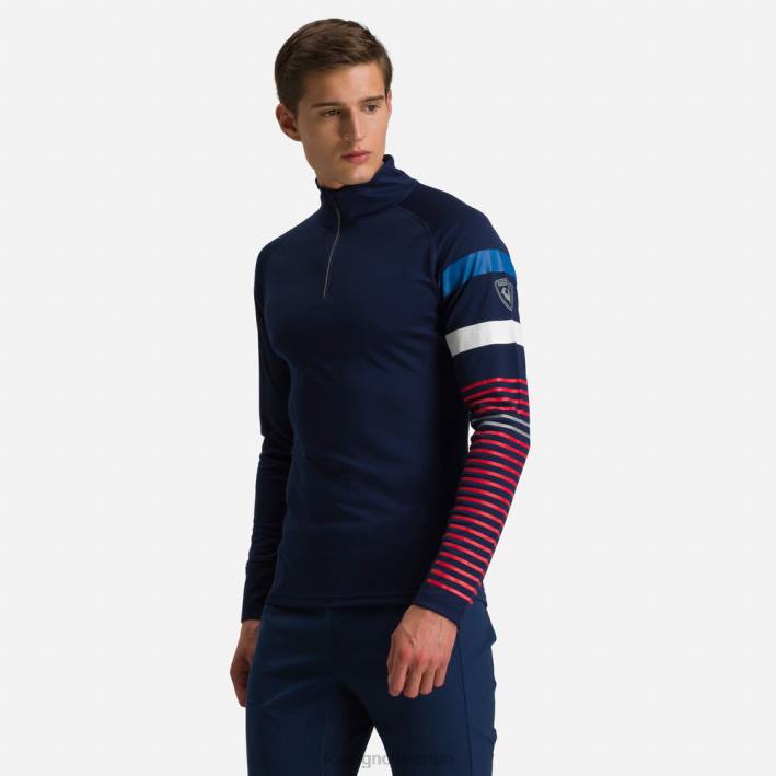 hombres Rossignol camiseta interior con media cremallera poursuite HPXL58 tapas azul marino oscuro