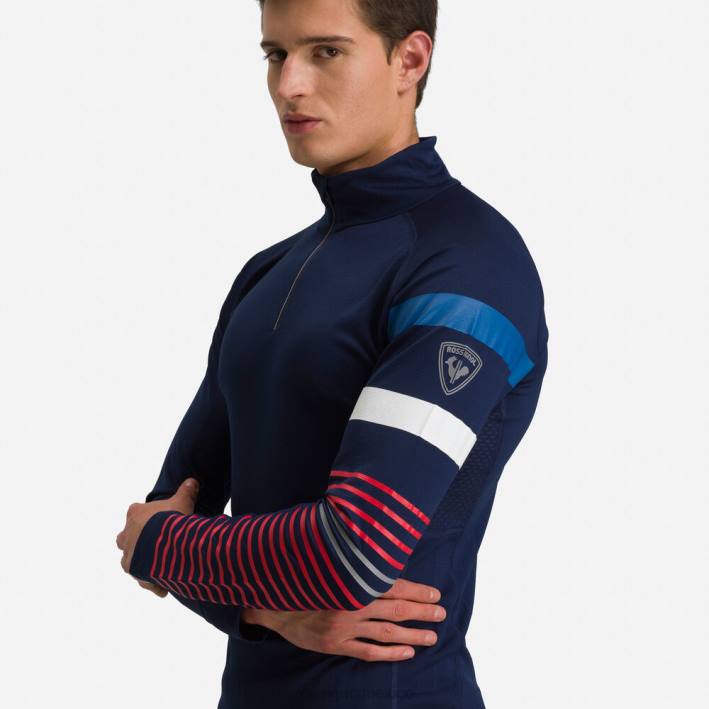 hombres Rossignol camiseta interior con media cremallera poursuite HPXL58 tapas azul marino oscuro