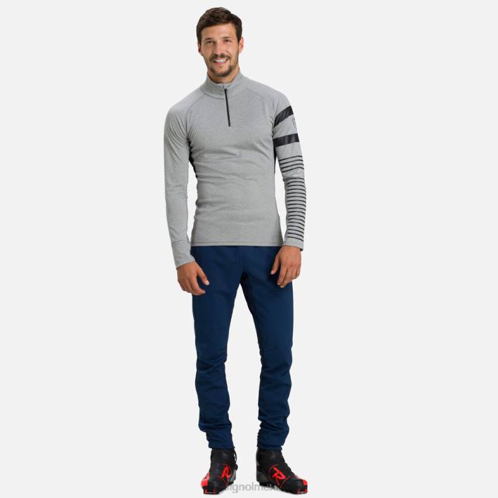 hombres Rossignol camiseta interior con media cremallera poursuite HPXL676 tapas cuero gris