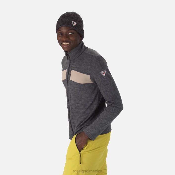 hombres Rossignol React Merino capa intermedia con cremallera completa HPXL64 tapas negro