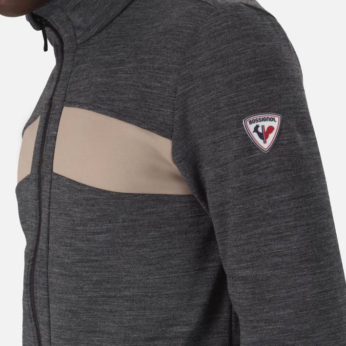 hombres Rossignol React Merino capa intermedia con cremallera completa HPXL64 tapas negro