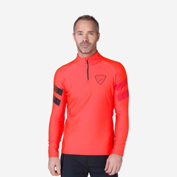 hombres Rossignol Classique Hero top polar con media cremallera HPXL608 tapas rojo neón
