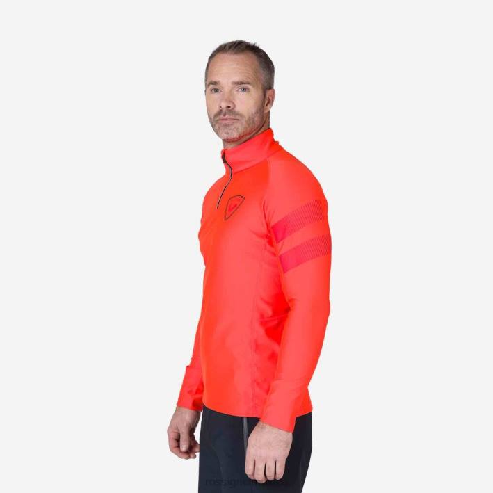 hombres Rossignol Classique Hero top polar con media cremallera HPXL608 tapas rojo neón
