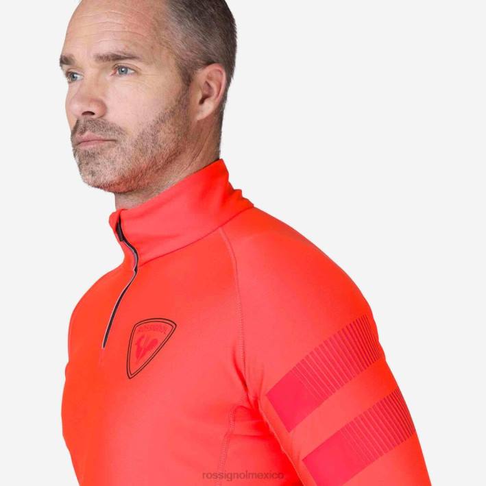 hombres Rossignol Classique Hero top polar con media cremallera HPXL608 tapas rojo neón