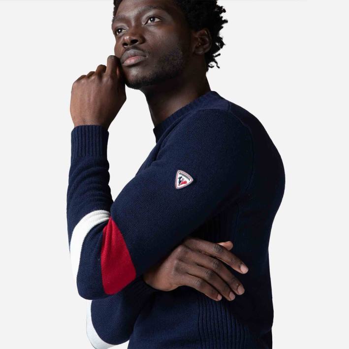 hombres Rossignol suéter de punto característico HPXL445 tapas azul marino oscuro