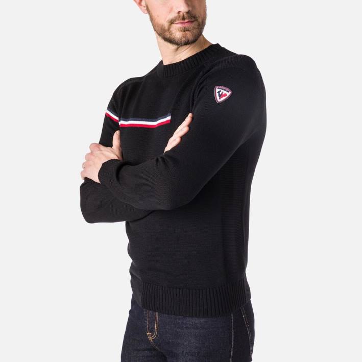 hombres Rossignol suéter odiseo con cuello redondo HPXL332 tapas negro