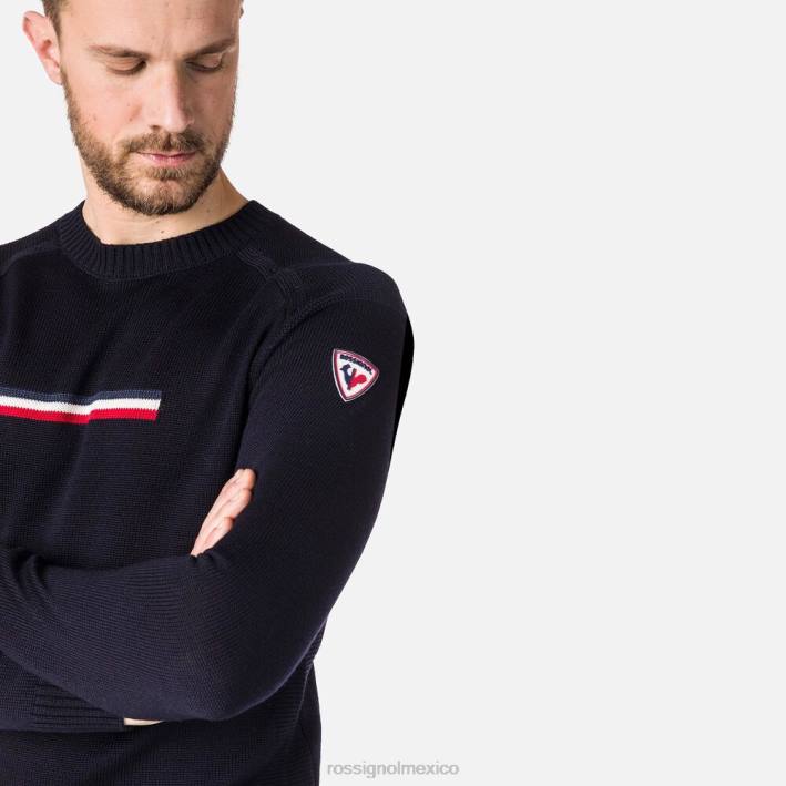 hombres Rossignol suéter odiseo con cuello redondo HPXL369 tapas azul marino oscuro