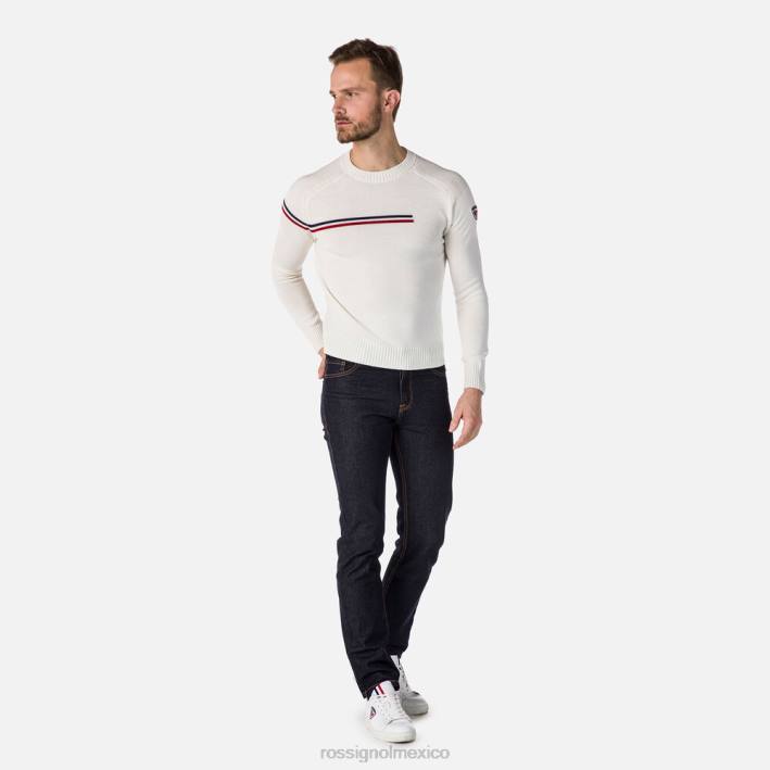 hombres Rossignol suéter odiseo con cuello redondo HPXL651 tapas blanco