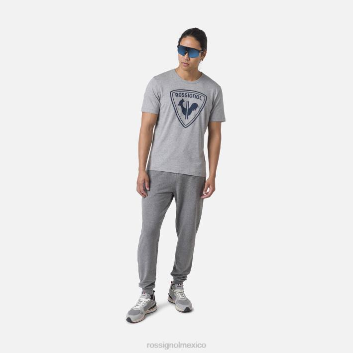 hombres Rossignol camiseta con logo HPXL83 tapas cuero gris