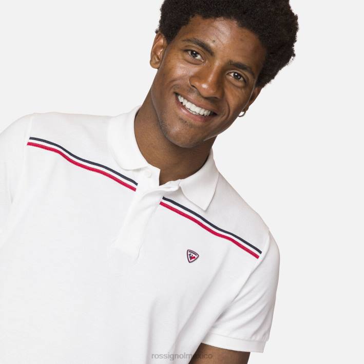 hombres Rossignol playera tipo polo con cinta del logo HPXL80 tapas blanco