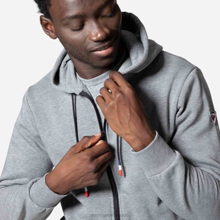 hombres Rossignol sudadera con capucha y cierre completo con logo HPXL471 tapas cuero gris