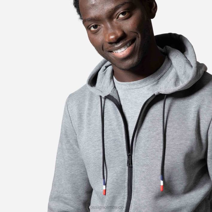 hombres Rossignol sudadera con capucha y cierre completo con logo HPXL471 tapas cuero gris
