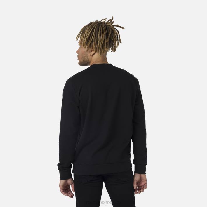 hombres Rossignol sudadera de algodón con logo y cuello redondo HPXL321 tapas negro