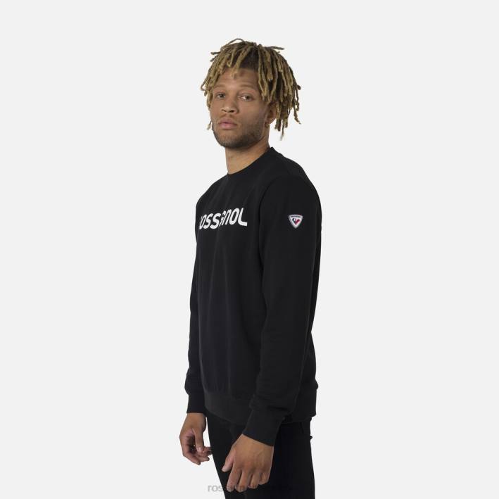 hombres Rossignol sudadera de algodón con logo y cuello redondo HPXL321 tapas negro