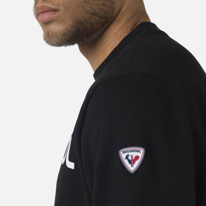 hombres Rossignol sudadera de algodón con logo y cuello redondo HPXL321 tapas negro