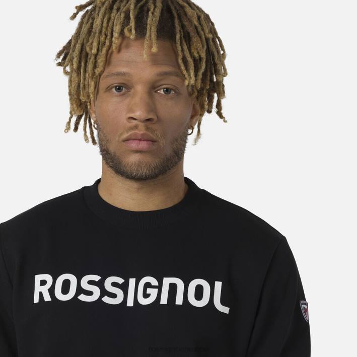 hombres Rossignol sudadera de algodón con logo y cuello redondo HPXL321 tapas negro
