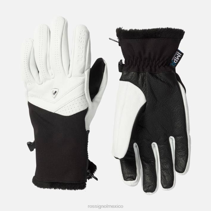 mujer Rossignol guantes impermeables de cuero elite HPXL757 accesorios blanco