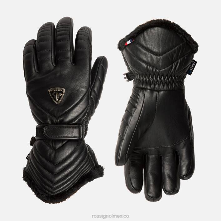 mujer Rossignol seleccionar guantes de esquí impermeables de cuero HPXL1028 accesorios negro