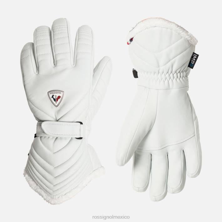 mujer Rossignol seleccionar guantes de esquí impermeables de cuero HPXL1111 accesorios blanco