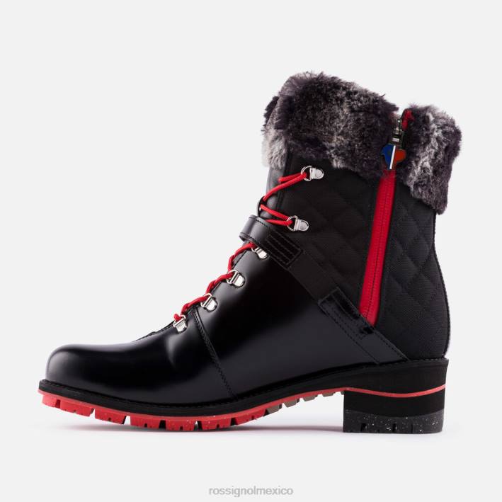 mujer Rossignol botas megeve 1907 HPXL767 calzado negro brillante