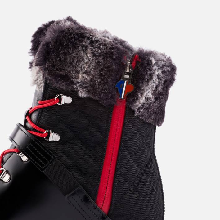 mujer Rossignol botas megeve 1907 HPXL767 calzado negro brillante