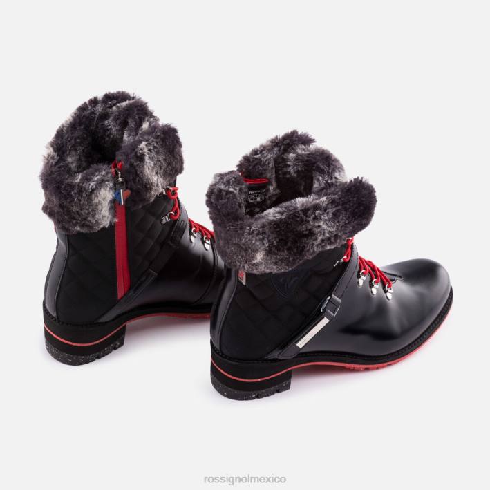 mujer Rossignol botas megeve 1907 HPXL767 calzado negro brillante