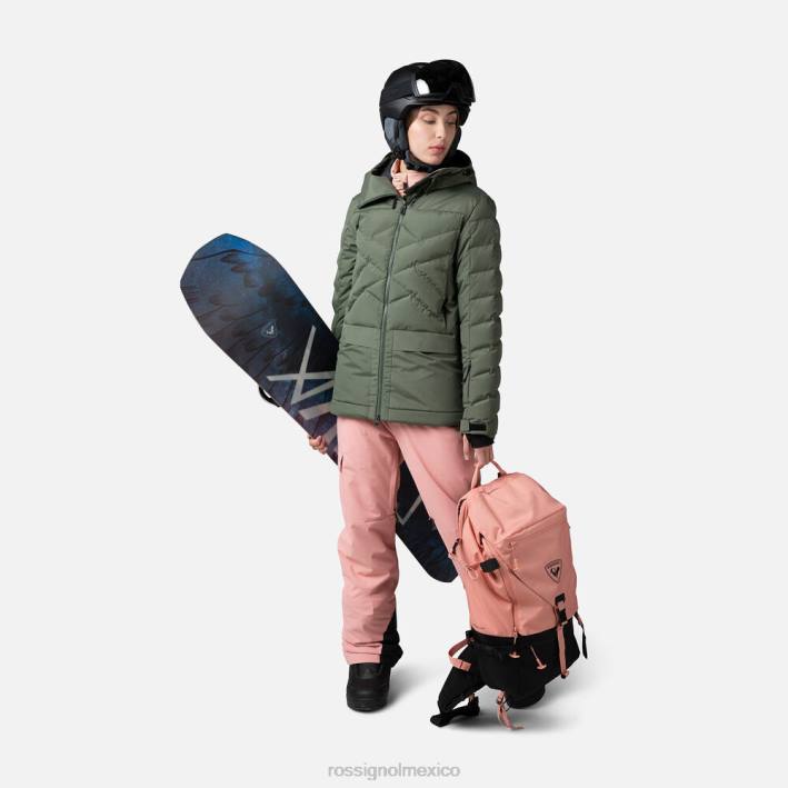 mujer Rossignol parka de esquí hinchada HPXL1037 tapas verde ébano