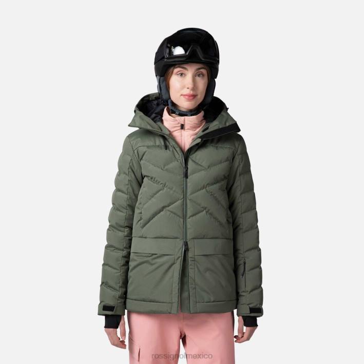 mujer Rossignol parka de esquí hinchada HPXL1037 tapas verde ébano