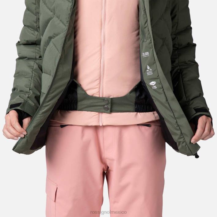 mujer Rossignol parka de esquí hinchada HPXL1037 tapas verde ébano