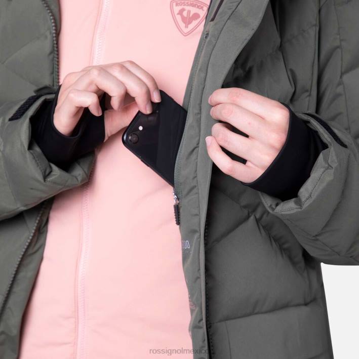 mujer Rossignol parka de esquí hinchada HPXL1037 tapas verde ébano