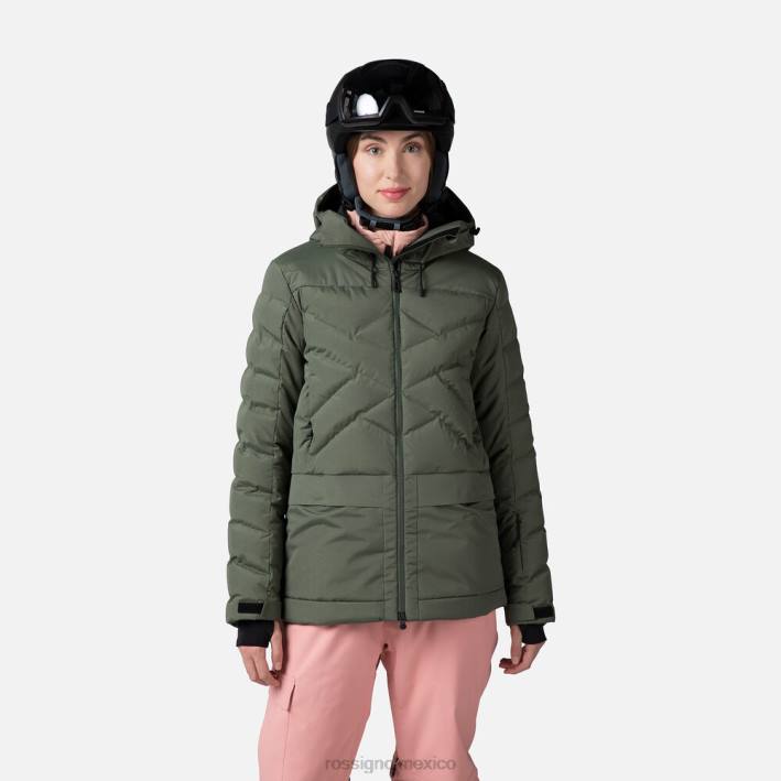 mujer Rossignol parka de esquí hinchada HPXL1037 tapas verde ébano