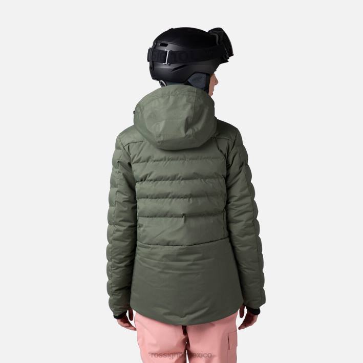 mujer Rossignol parka de esquí hinchada HPXL1037 tapas verde ébano