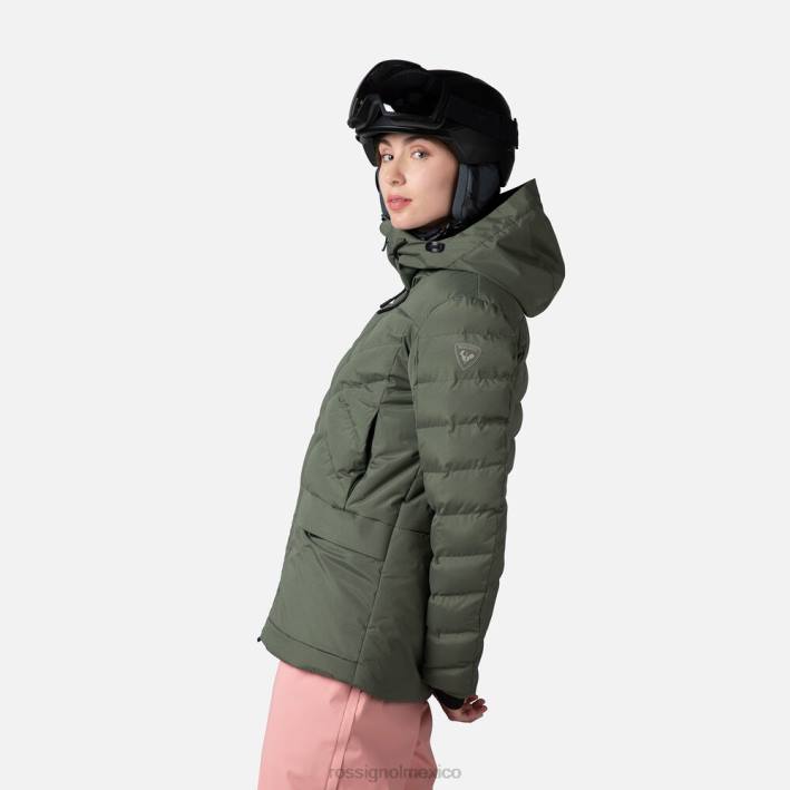 mujer Rossignol parka de esquí hinchada HPXL1037 tapas verde ébano