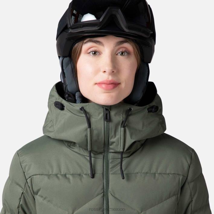 mujer Rossignol parka de esquí hinchada HPXL1037 tapas verde ébano