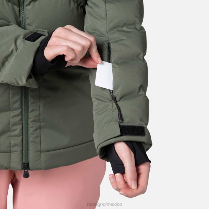 mujer Rossignol parka de esquí hinchada HPXL1037 tapas verde ébano