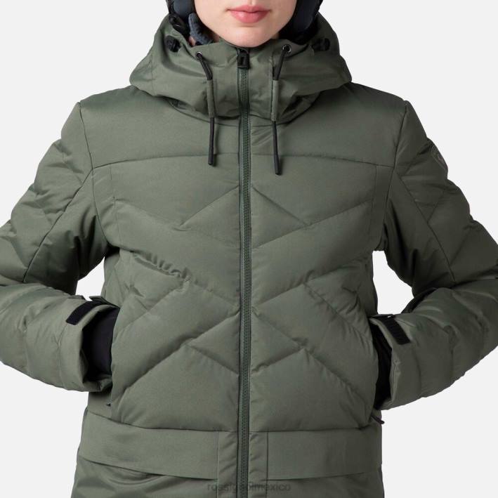 mujer Rossignol parka de esquí hinchada HPXL1037 tapas verde ébano