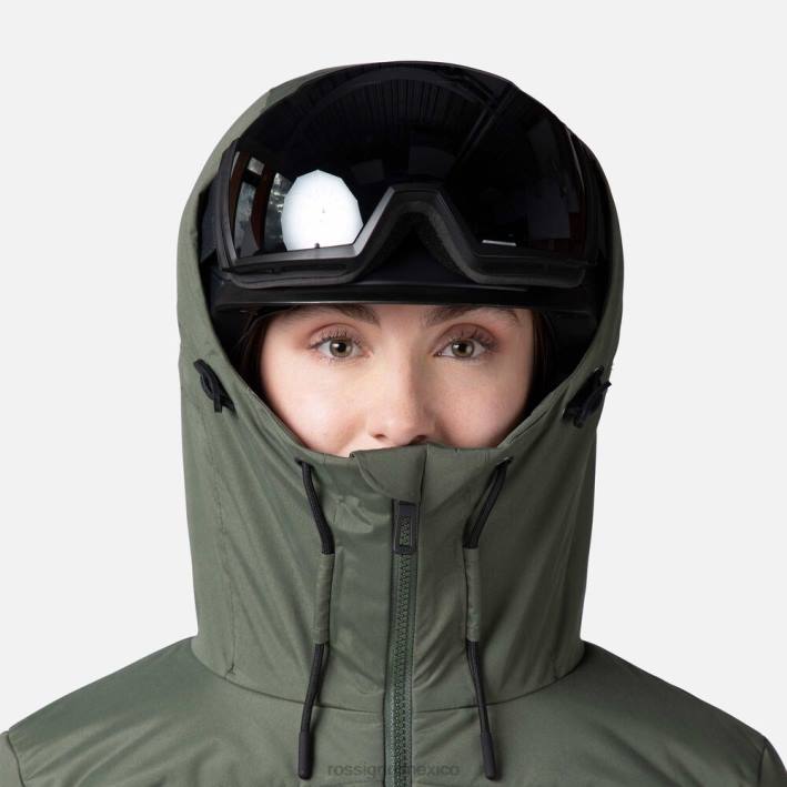 mujer Rossignol parka de esquí hinchada HPXL1037 tapas verde ébano