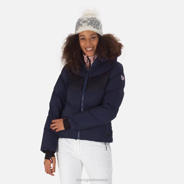 mujer Rossignol chaqueta de esquí de plumas distintiva HPXL1064 tapas azul marino oscuro