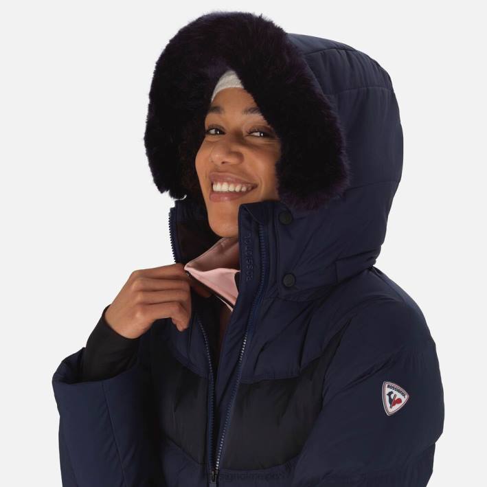 mujer Rossignol chaqueta de esquí de plumas distintiva HPXL1064 tapas azul marino oscuro