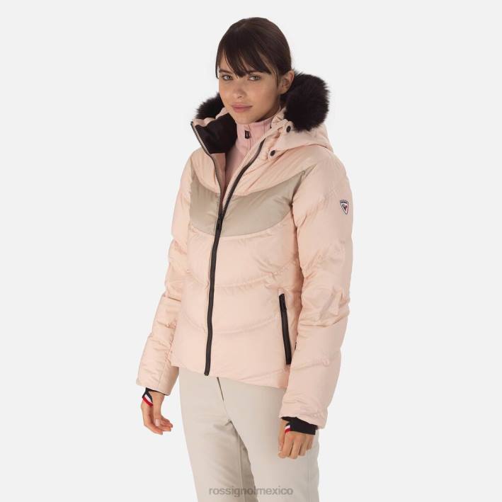 mujer Rossignol chaqueta de esquí de plumas distintiva HPXL1070 tapas rosa empolvado