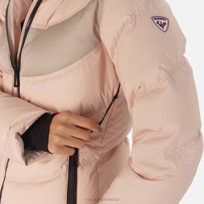 mujer Rossignol chaqueta de esquí de plumas distintiva HPXL1070 tapas rosa empolvado