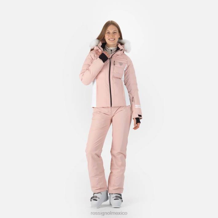 mujer Rossignol chaqueta de esquí rápida HPXL1113 tapas rosa empolvado